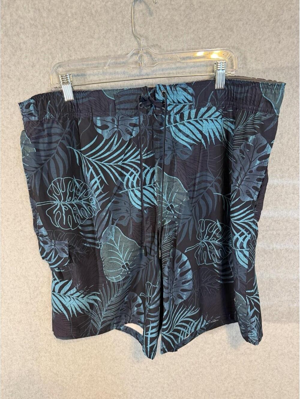 Gerry Men’s Lined Swim Trunks Blue Tropical Quick Dry Drawstring 2xl